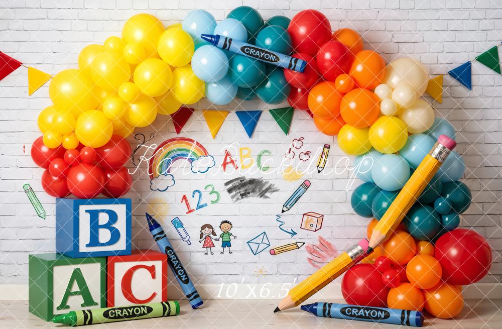 Kate Back To School Balloons Blocks Crayons Backdrop Designed by Emetselch - Image 4