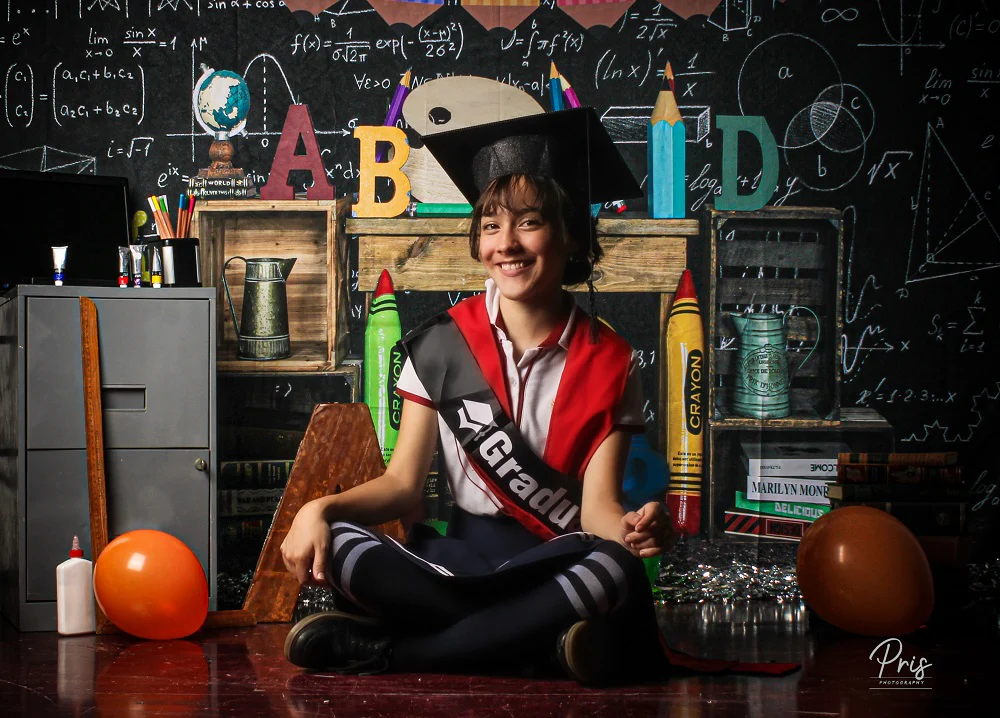 Kate Back to School Blackboard ABCD Crayon Backdrop for Photography - Image 3