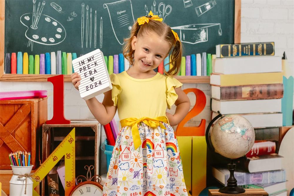 Kate Back to School Blackboard Book Backdrop for Photography - Image 3