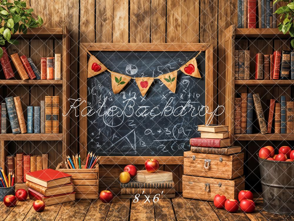 Kate Back to School Blackboard Books Apple Backdrop Designed by Emetselch - Image 5