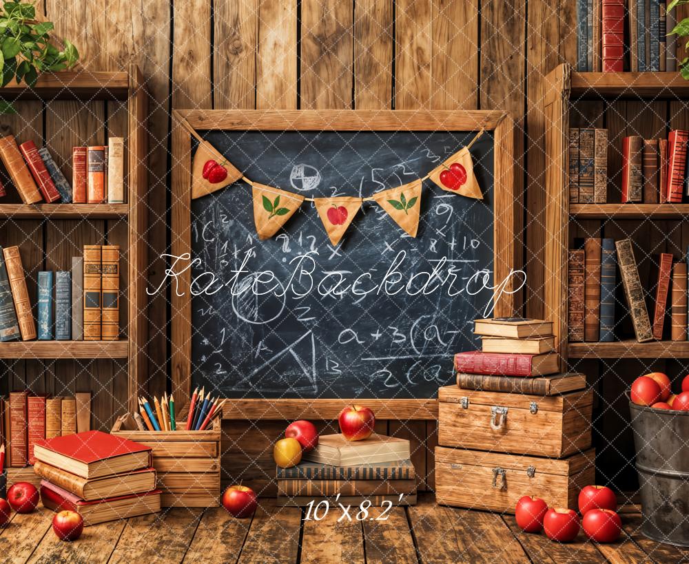 Kate Back to School Blackboard Books Apple Backdrop Designed by Emetselch - Image 7