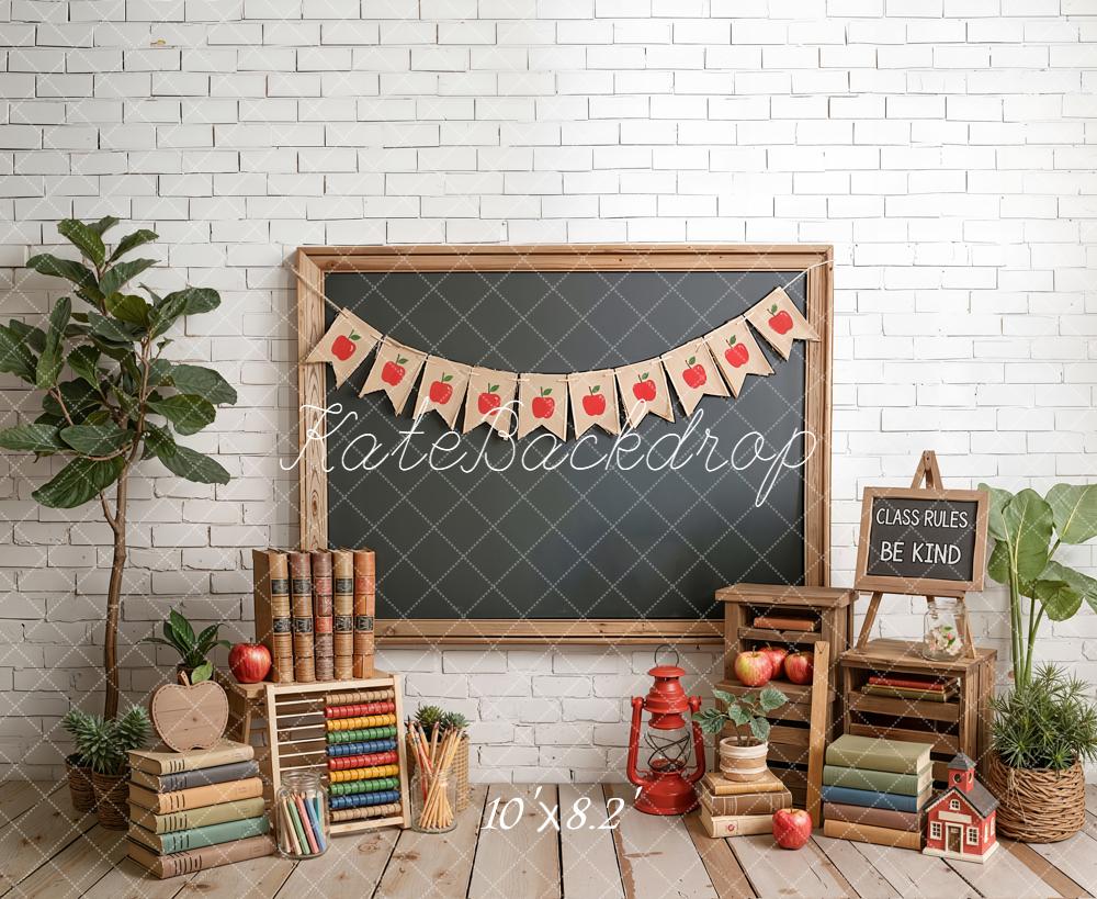 Kate Back To School Blackboard Books Apples Backdrop Designed by Emetselch - Image 6
