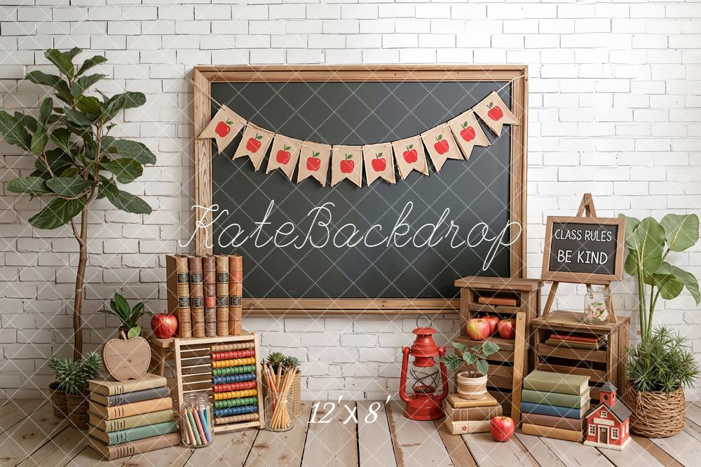 Kate Back To School Blackboard Books Apples Backdrop Designed by Emetselch - Image 8