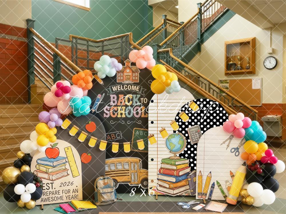 Kate Back To School Blackboard Books Balloons Backdrop Designed by Emetselch - Image 3