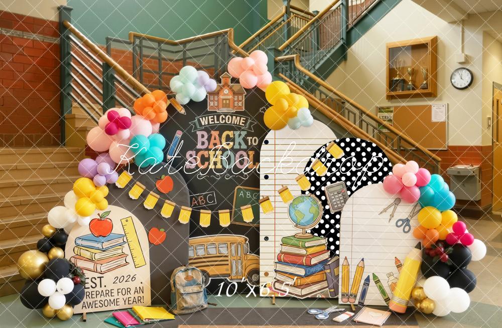 Kate Back To School Blackboard Books Balloons Backdrop Designed by Emetselch - Image 4