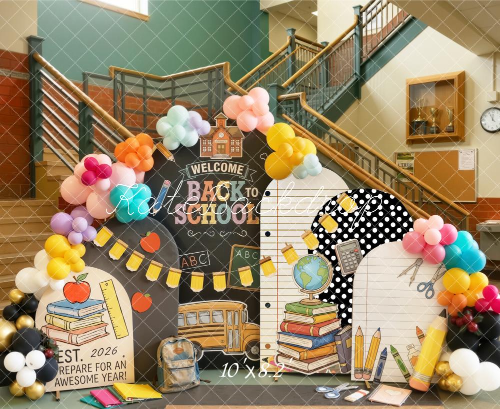 Kate Back To School Blackboard Books Balloons Backdrop Designed by Emetselch - Image 6