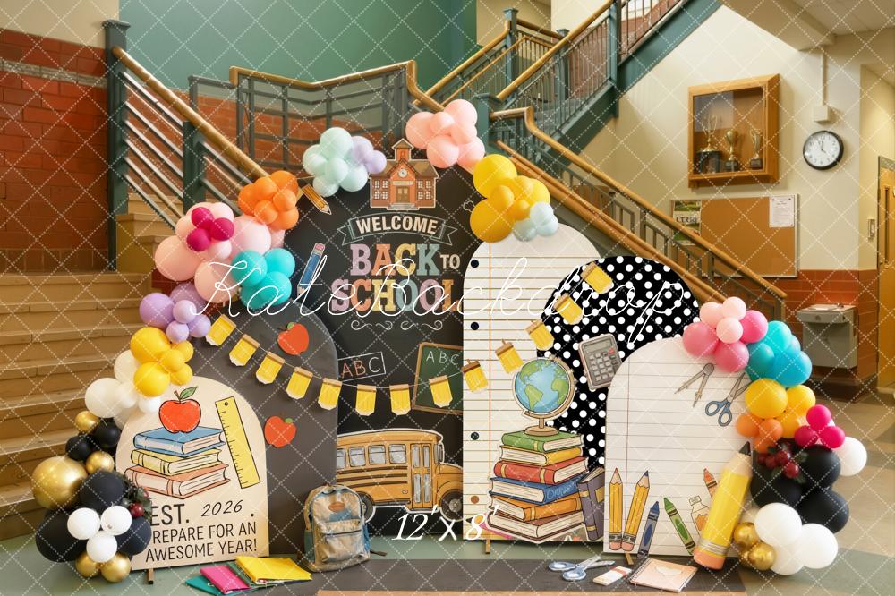 Kate Back To School Blackboard Books Balloons Backdrop Designed by Emetselch - Image 8