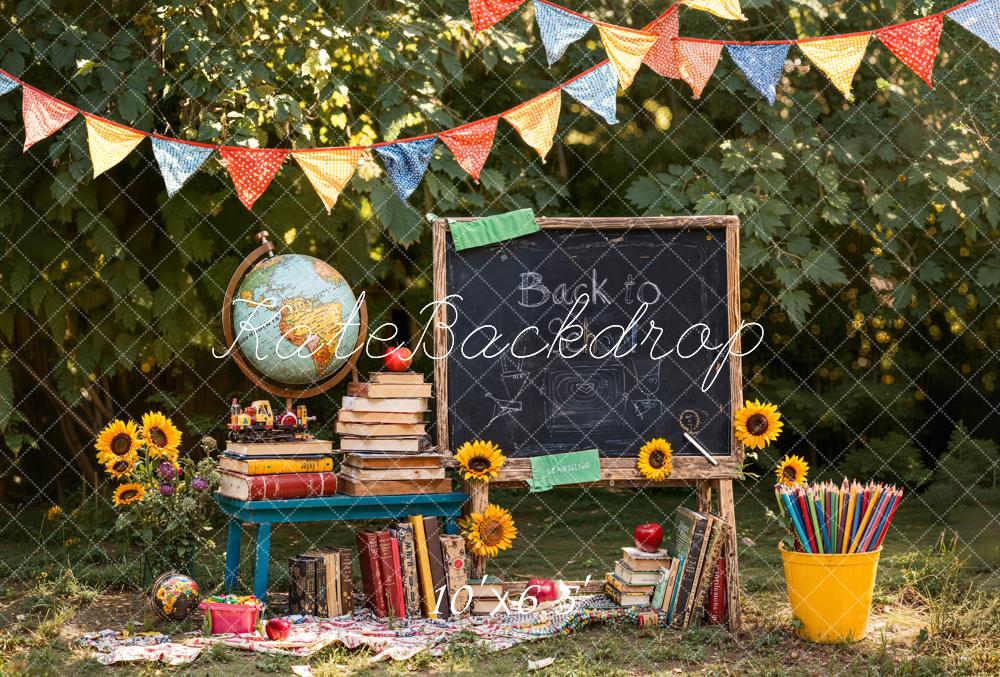 Kate Back To School Blackboard Books Fleece Backdrop Designed by Emetselch - Image 2