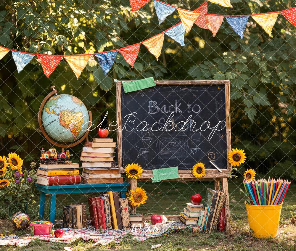 Kate Back To School Blackboard Books Fleece Backdrop Designed by Emetselch - Image 3