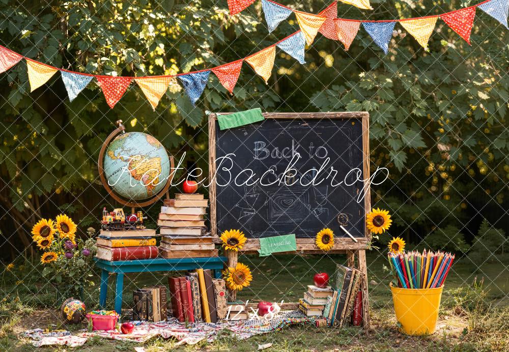 Kate Back To School Blackboard Books Fleece Backdrop Designed by Emetselch - Image 4