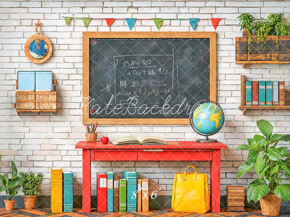 Kate Back To School Blackboard Globe Books Backdrop Designed by Emetselch - Image 3