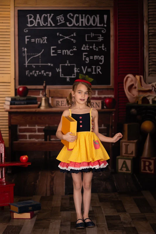Kate Back To School Blackboard Wooden Blocks Backdrop Designed by Emetselch - Image 3