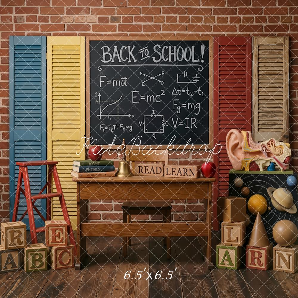 Kate Back To School Blackboard Wooden Blocks Backdrop Designed by Emetselch - Image 4