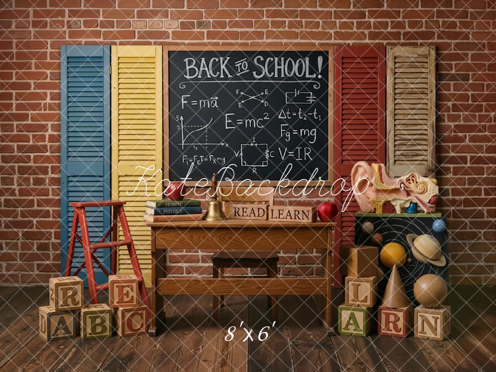 Kate Back To School Blackboard Wooden Blocks Backdrop Designed by Emetselch - Image 5