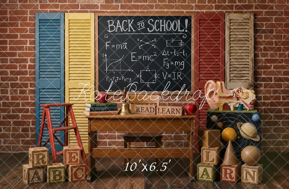 Kate Back To School Blackboard Wooden Blocks Backdrop Designed by Emetselch - Image 6