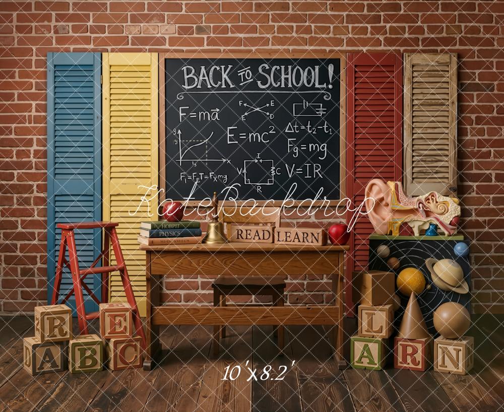 Kate Back To School Blackboard Wooden Blocks Backdrop Designed by Emetselch - Image 8
