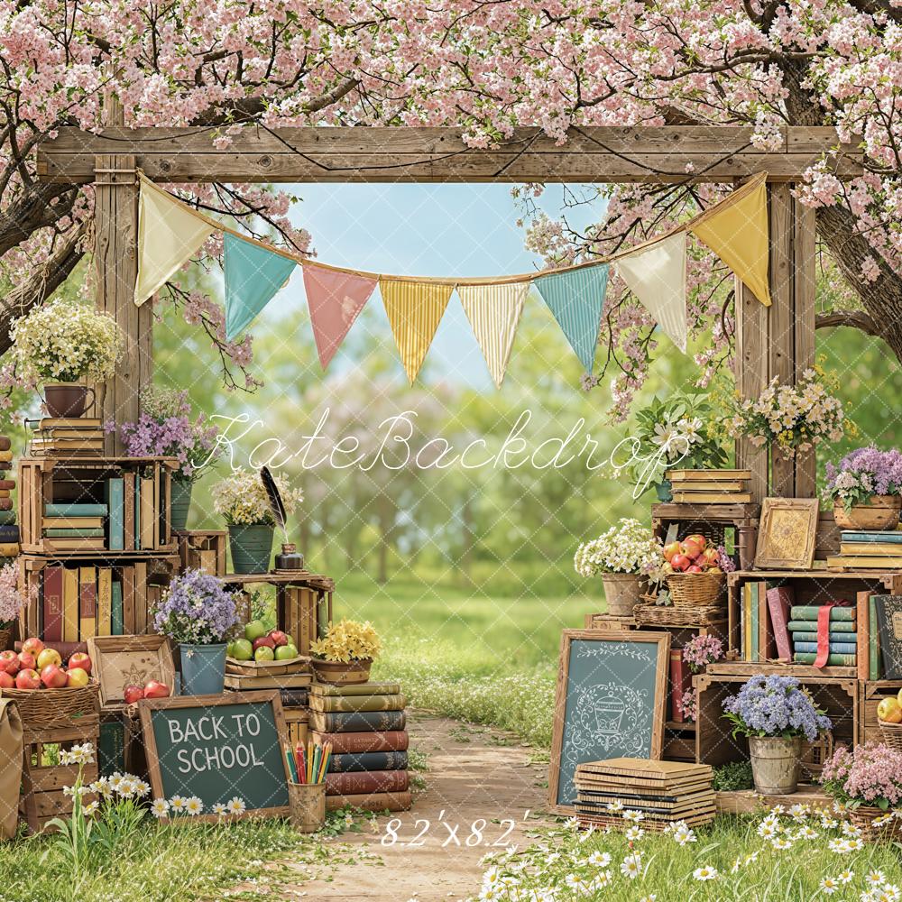 Kate Back To School Books Bunting Blossoms Backdrop Designed by Emetselch - Image 5