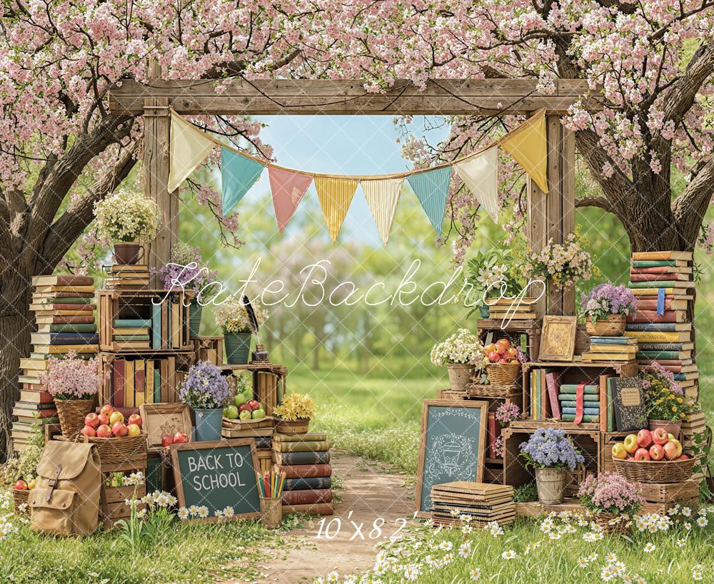 Kate Back To School Books Bunting Blossoms Backdrop Designed by Emetselch - Image 6