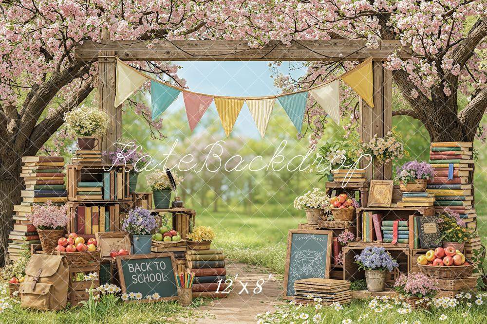 Kate Back To School Books Bunting Blossoms Backdrop Designed by Emetselch - Image 8