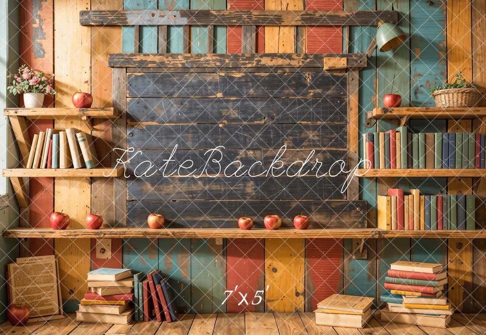 Kate Back to School Bookshelf Blackboard Backdrop Designed by Emetselch - Image 2