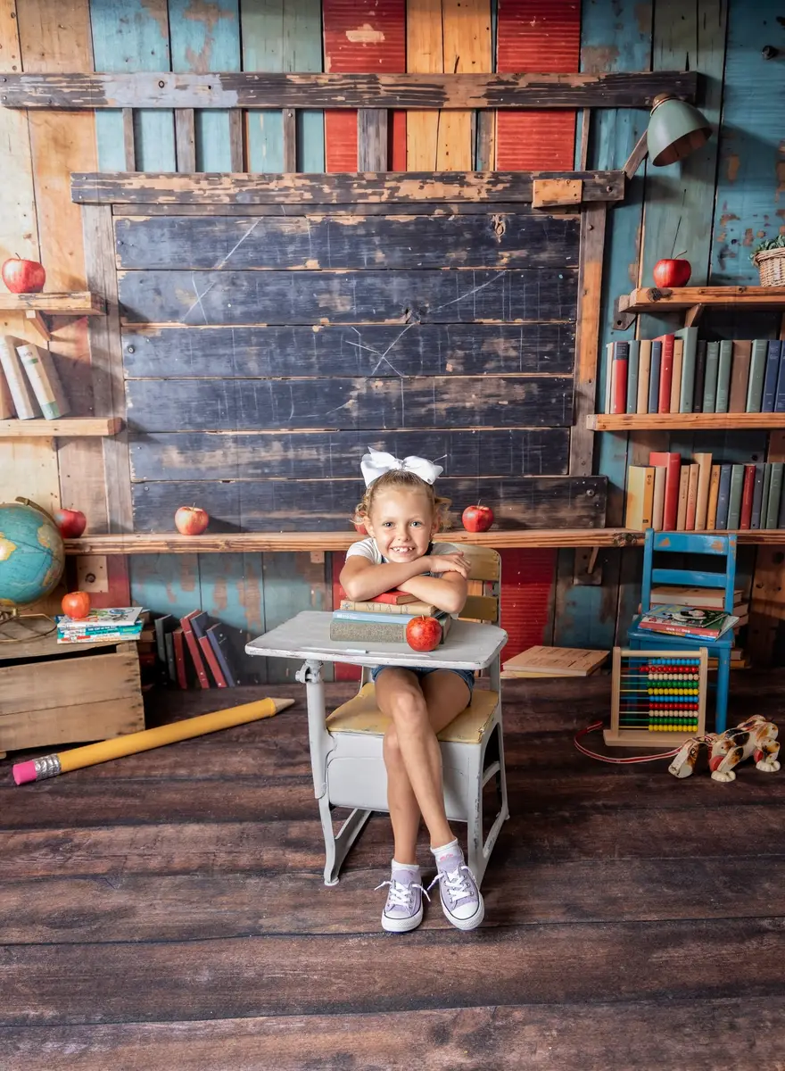 Kate Back to School Bookshelf Blackboard Backdrop Designed by Emetselch - Image 4