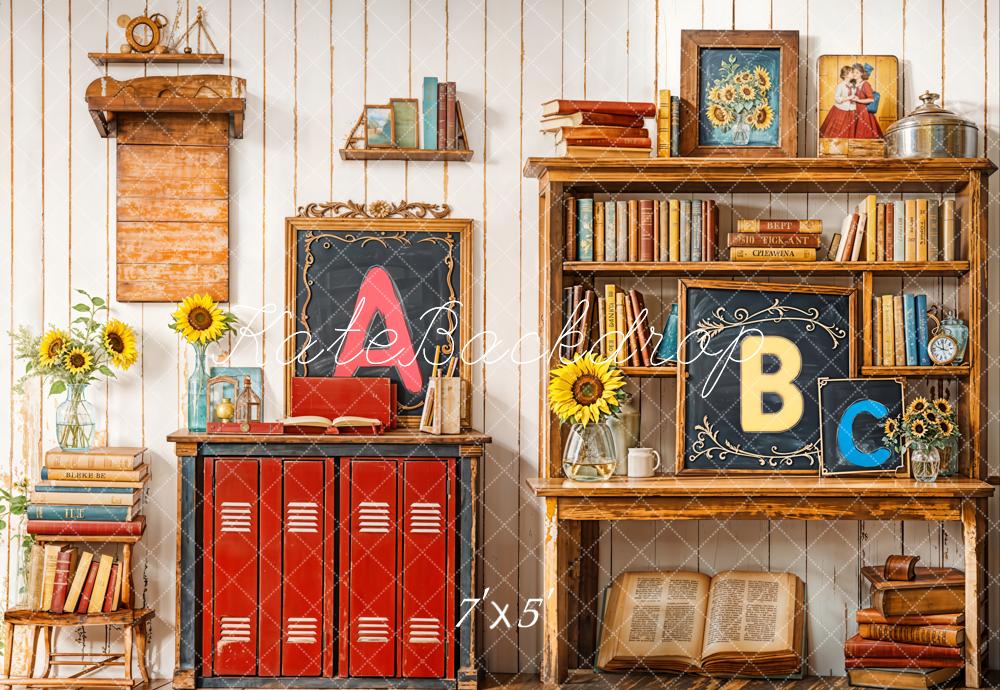 Kate Back to School Bookshelf Blackboard Backdrop Designed by Emetselch - Image 2