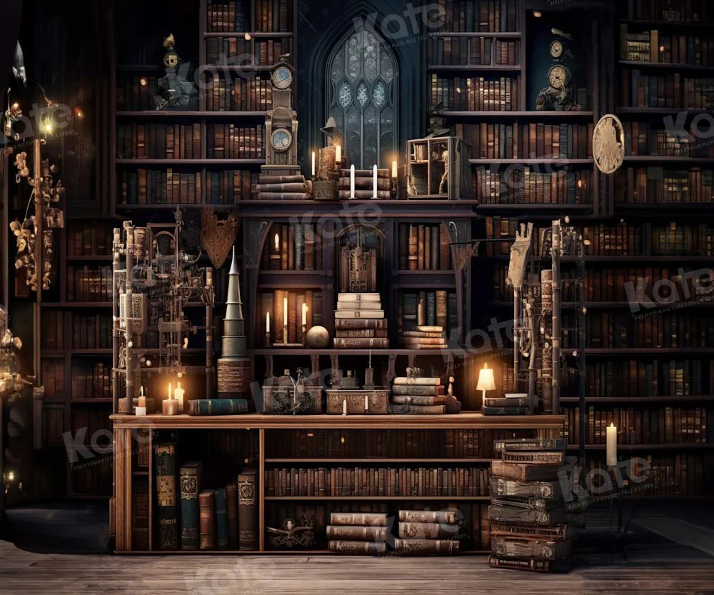 Kate Back to School Bookshelf Magic World Backdrop Designed by Chain Photography - Image 3