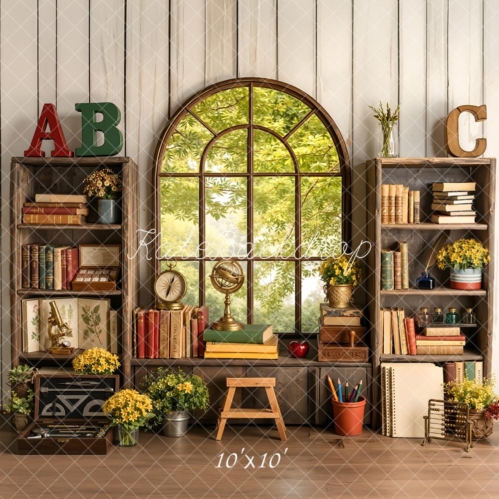 Kate Back to School Bookshelves Vintage Window Backdrop Designed by Emetselch - Image 7