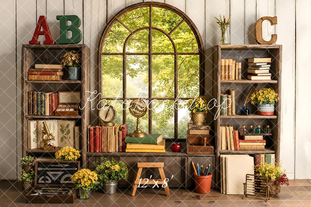 Kate Back to School Bookshelves Vintage Window Backdrop Designed by Emetselch - Image 8