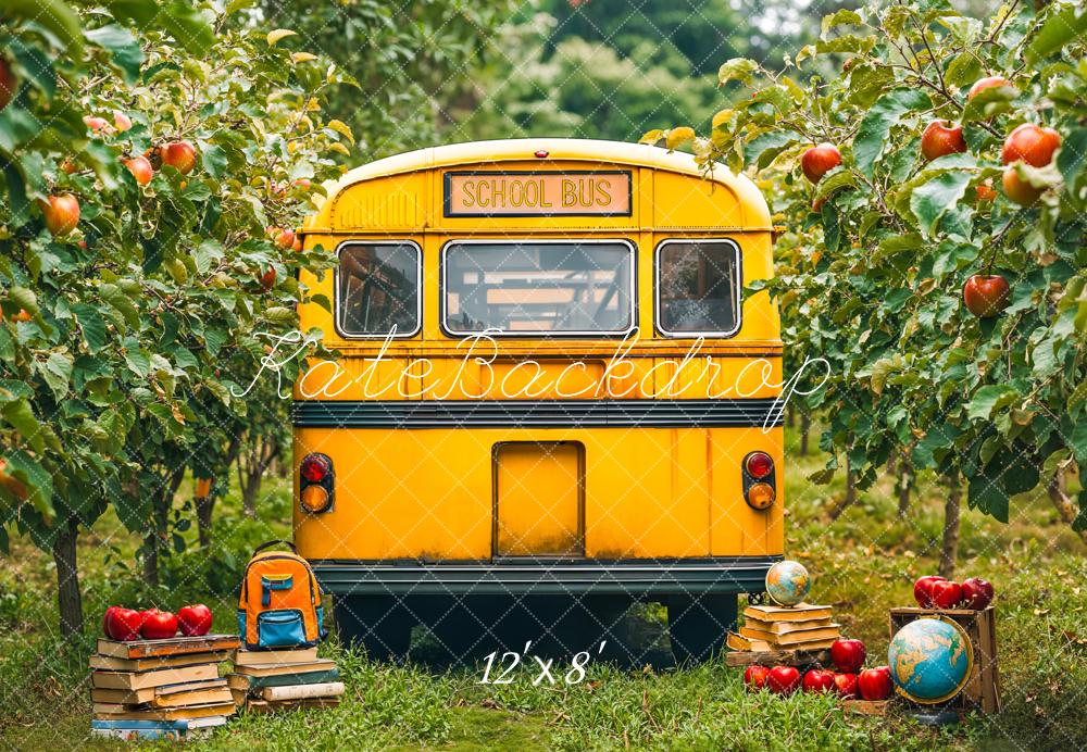 Kate Back To School Bus Apple Orchard Fleece Backdrop Designed by Emetselch - Image 4