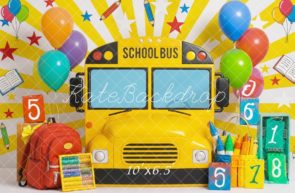 Kate Back To School Bus Balloons Colourful Backdrop Designed by Emstselch - Image 4