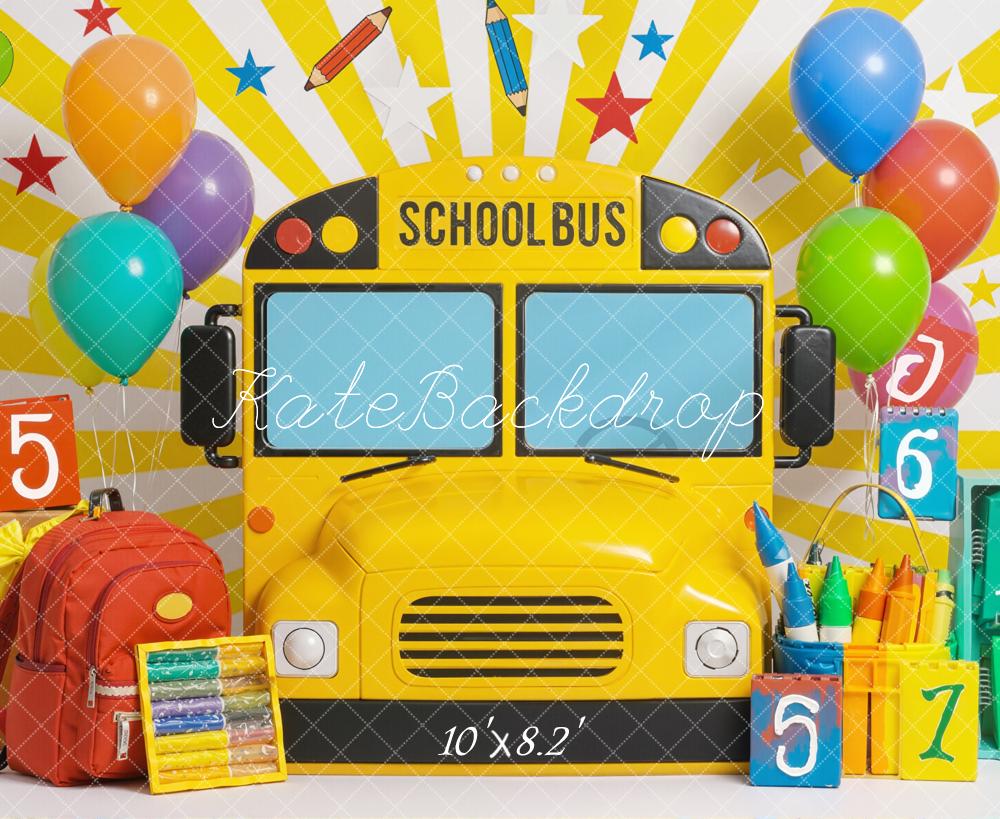 Kate Back To School Bus Balloons Colourful Backdrop Designed by Emstselch - Image 6