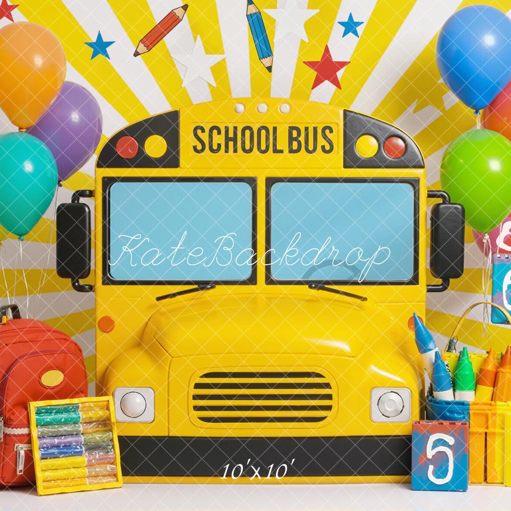 Kate Back To School Bus Balloons Colourful Backdrop Designed by Emstselch - Image 7