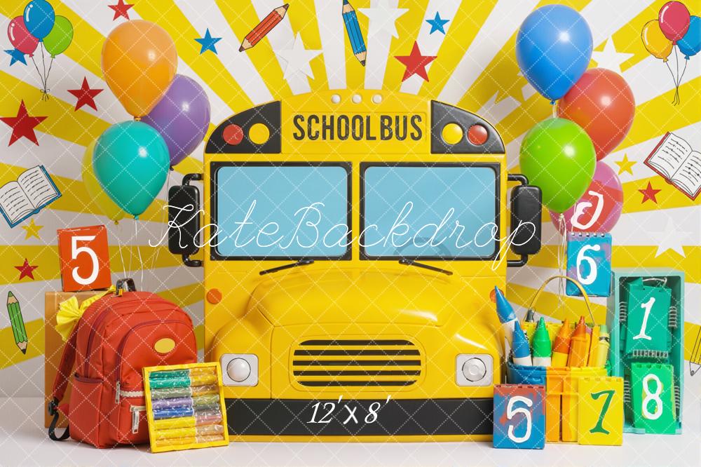 Kate Back To School Bus Balloons Colourful Backdrop Designed by Emstselch - Image 8