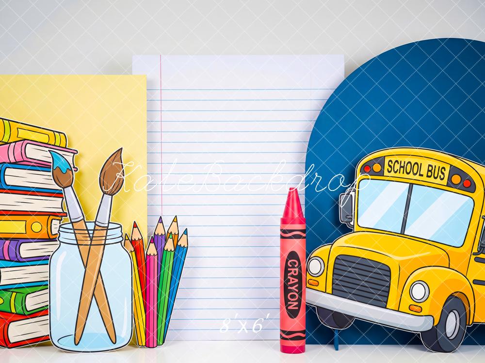 Kate Back To School Bus Books Art Supplies Backdrop Designed by Patty Robert - Image 3