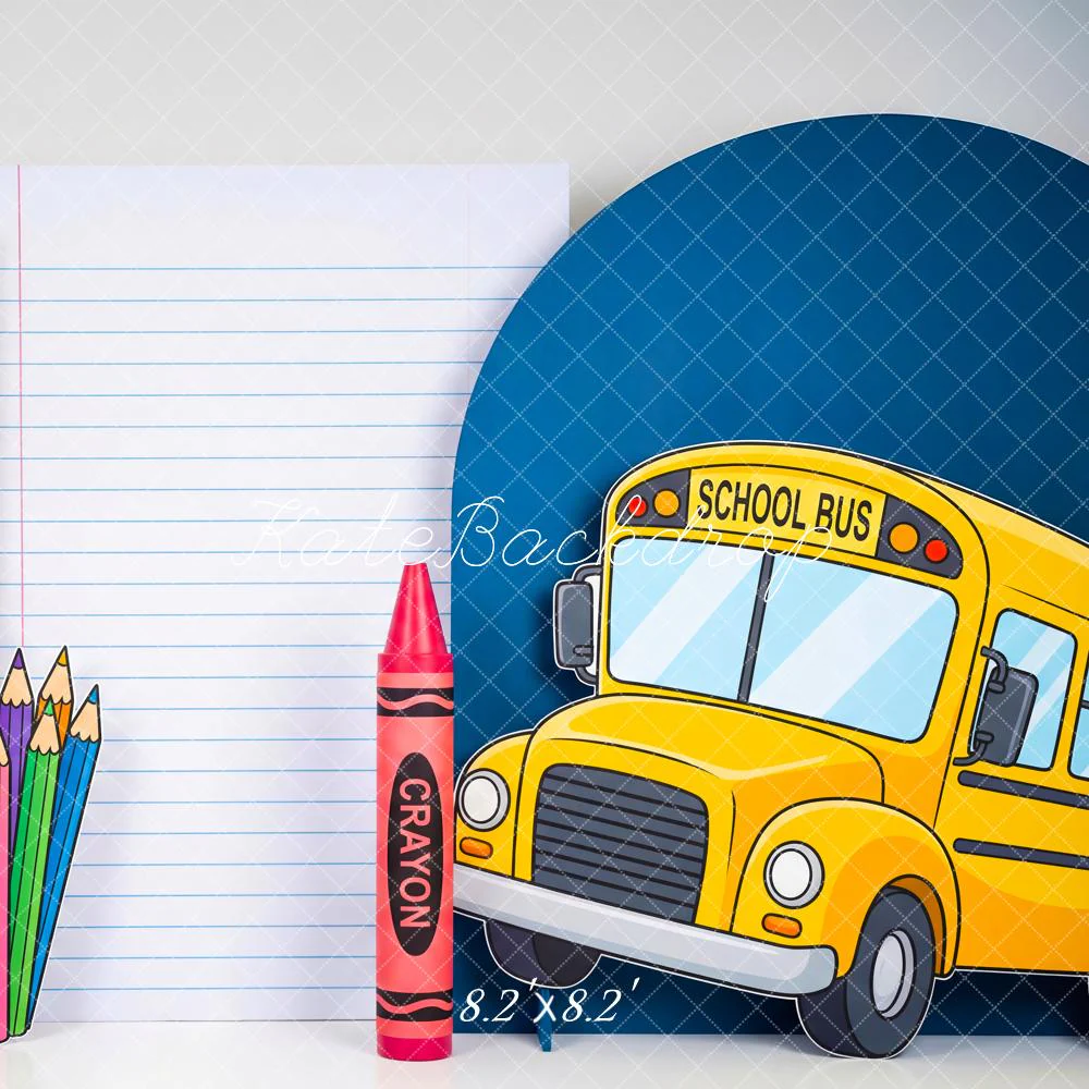 Kate Back To School Bus Books Art Supplies Backdrop Designed by Patty Robert - Image 5