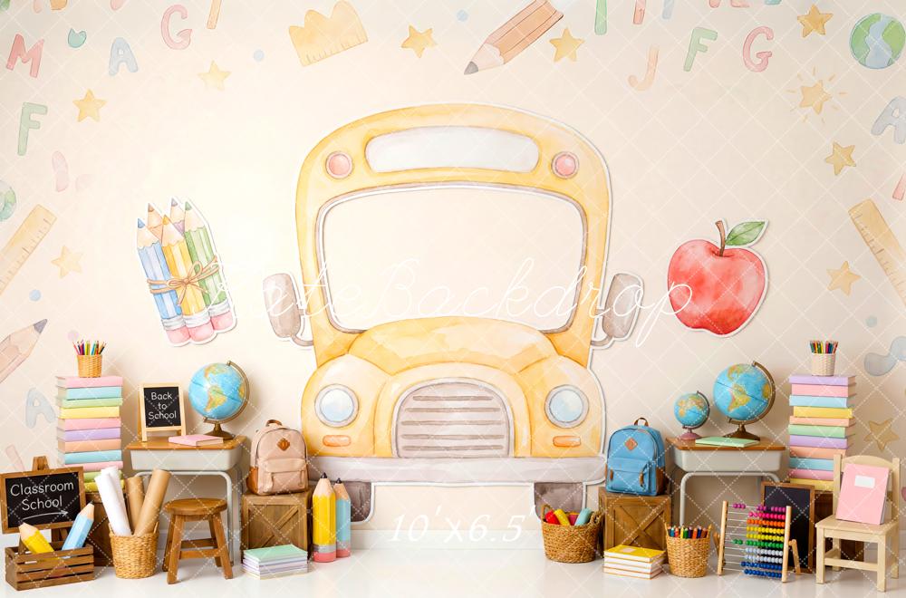 Kate Back To School Bus Classroom Fleece Backdrop Designed by Patty Robert - Image 2