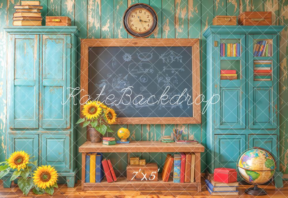 Kate Back to School Chalkboard Blue Backdrop Designed by Emetselch - Image 2