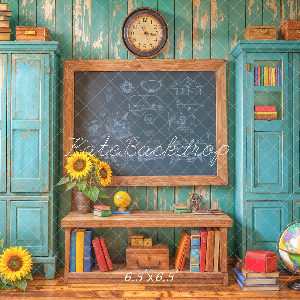 Kate Back to School Chalkboard Blue Backdrop Designed by Emetselch - Image 3