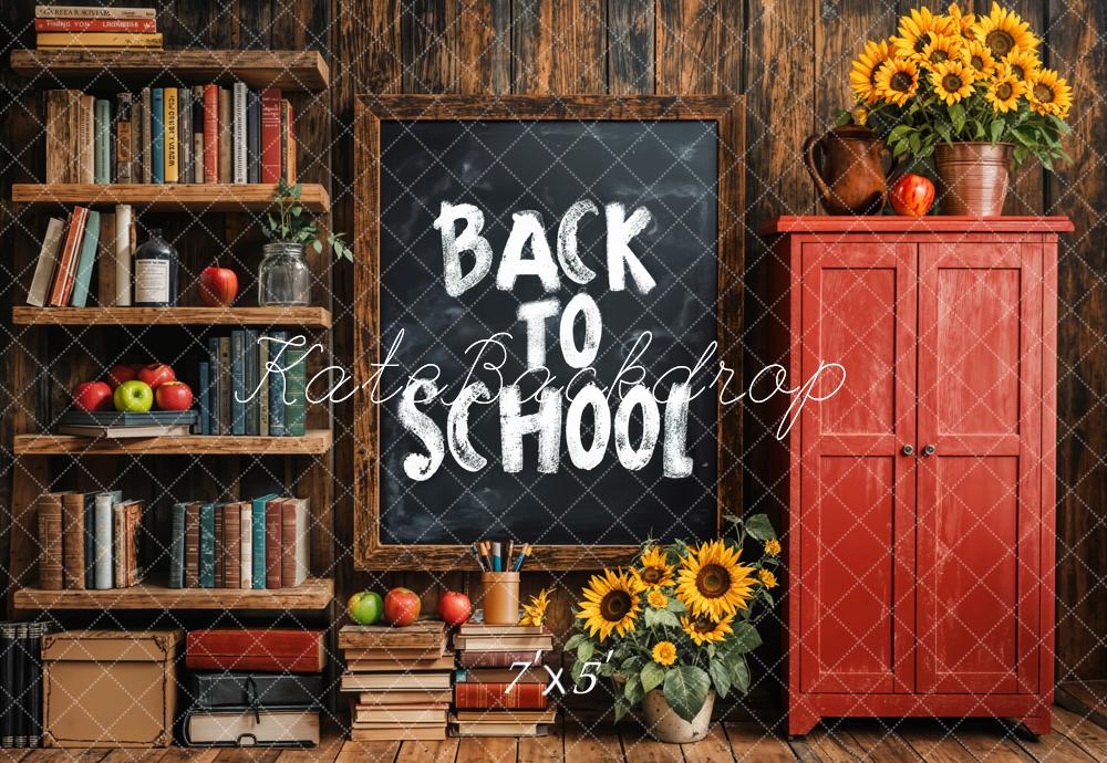 Kate Back To School Chalkboard Bookshelf Backdrop Designed by Emetselch - Image 2
