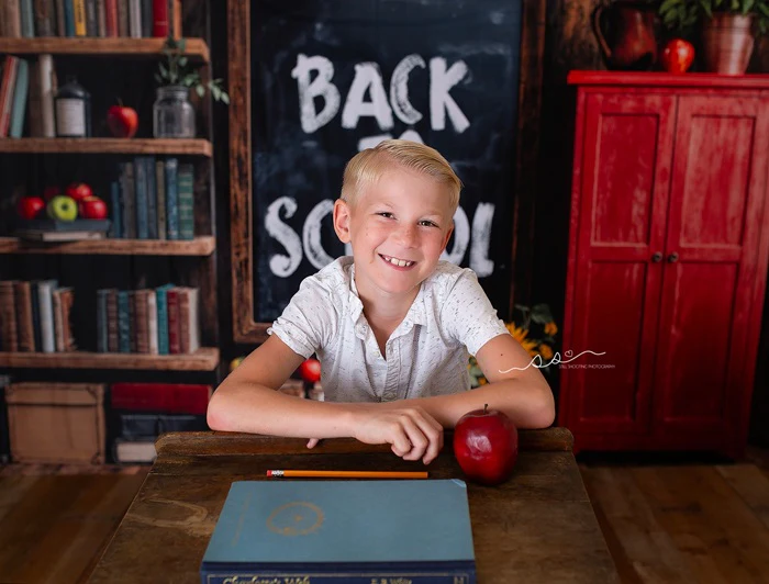 Kate Back To School Chalkboard Bookshelf Backdrop Designed by Emetselch - Image 3