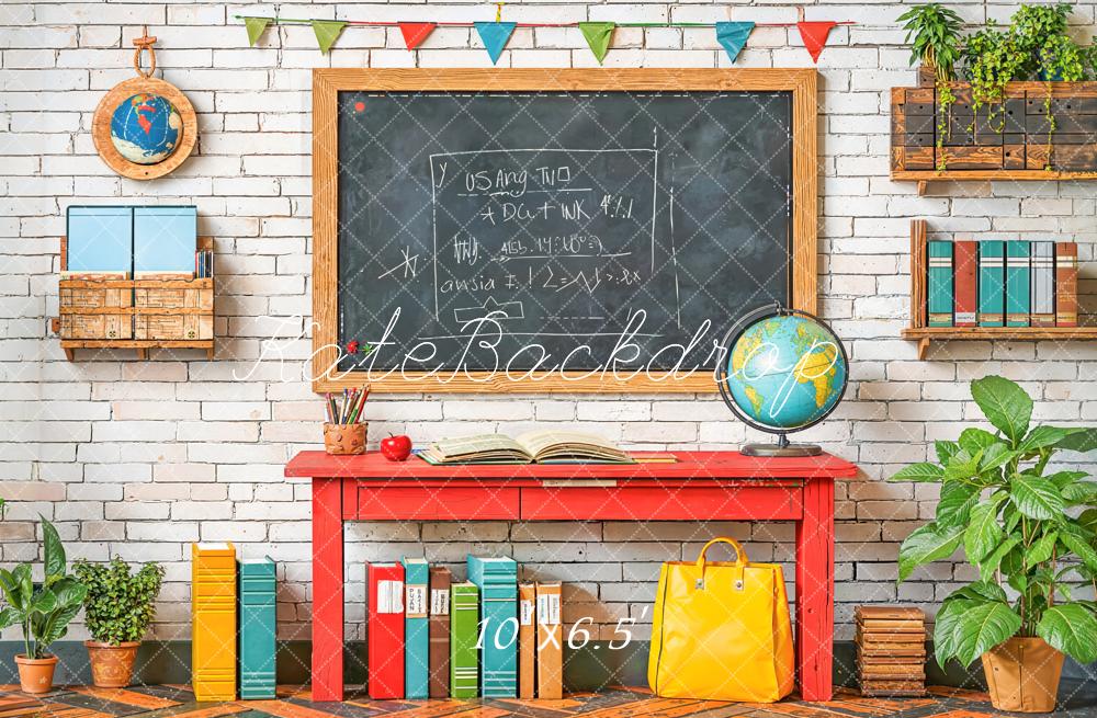 Kate Back To School Chalkboard Globe Books Fleece Backdrop Designed by Emetselch - Image 2