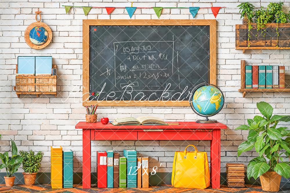 Kate Back To School Chalkboard Globe Books Fleece Backdrop Designed by Emetselch - Image 4