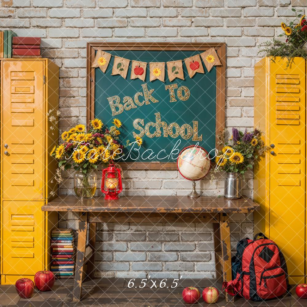 Kate Back To School Chalkboard Yellow Locker Backdrop Designed by Emetselch - Image 2