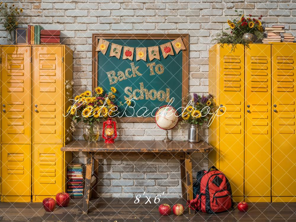 Kate Back To School Chalkboard Yellow Locker Backdrop Designed by Emetselch - Image 3