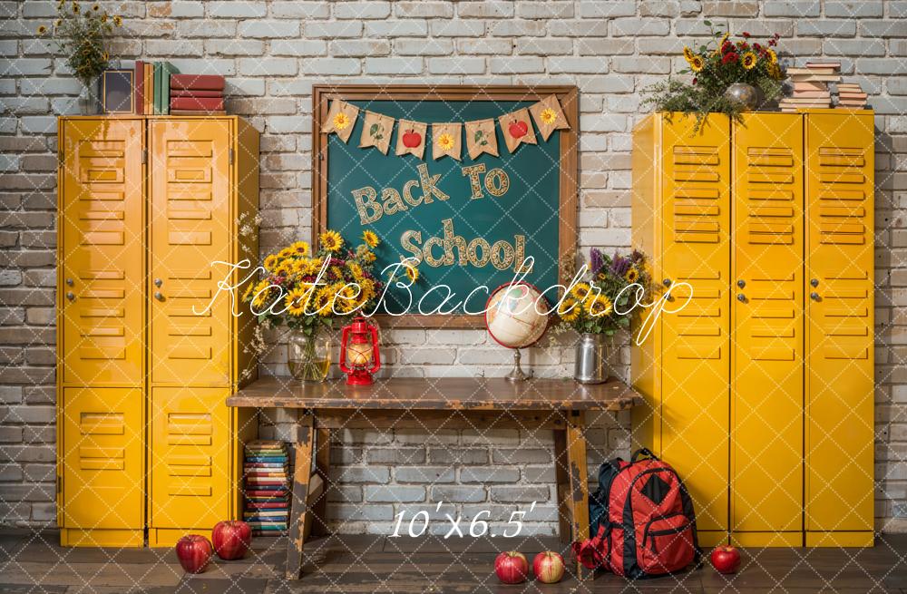 Kate Back To School Chalkboard Yellow Locker Backdrop Designed by Emetselch - Image 4