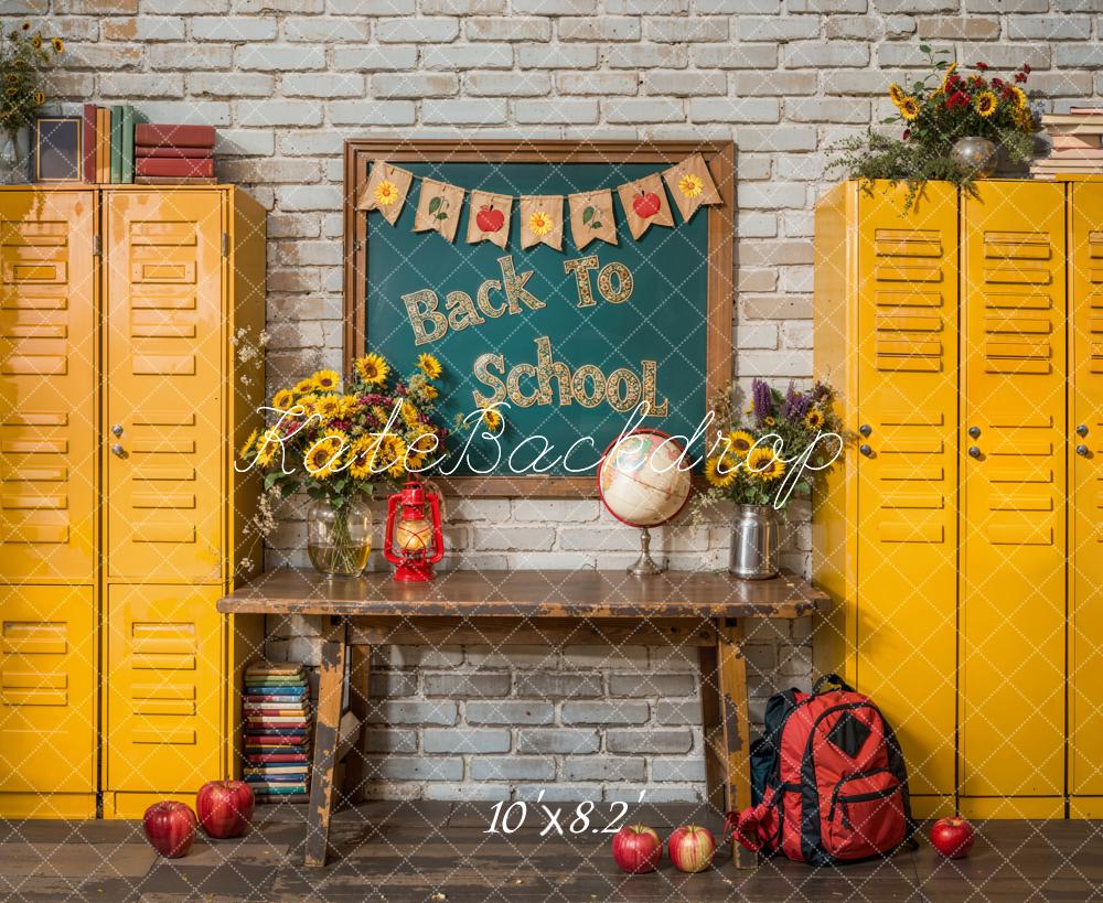 Kate Back To School Chalkboard Yellow Locker Backdrop Designed by Emetselch - Image 5