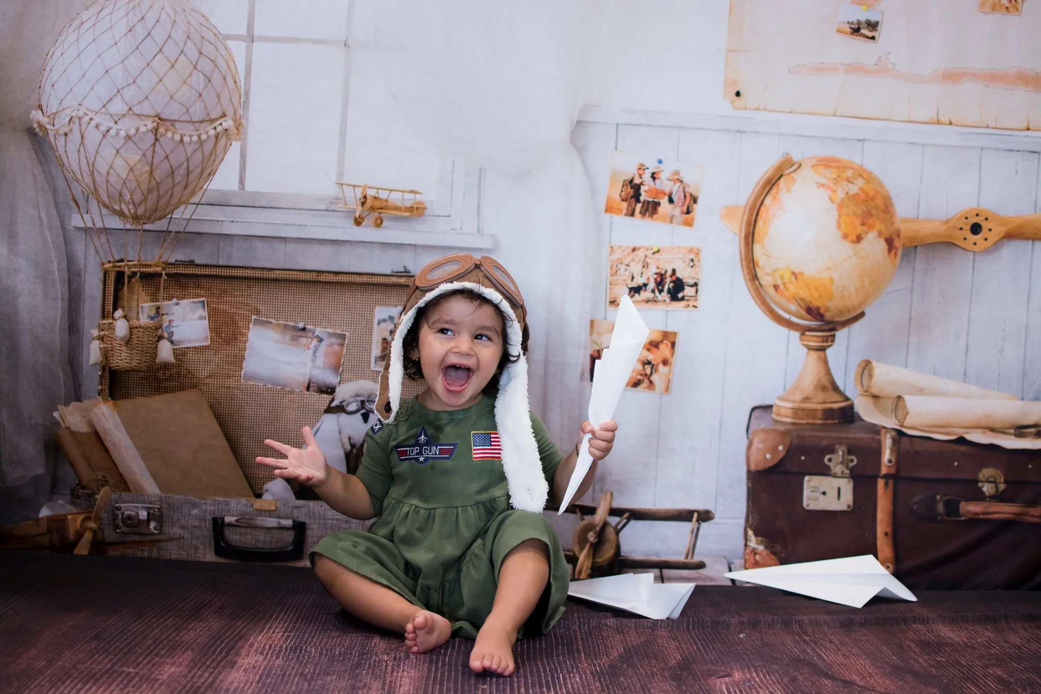 Kate Back to school Children Travel Around the World Adventurer Pilot Backdrop for photography Designed By JFCC - Image 7