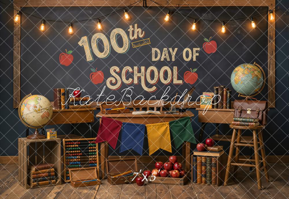 Kate Back to School Classroom Apples Books Vintage Backdrop Designed by Emetselch