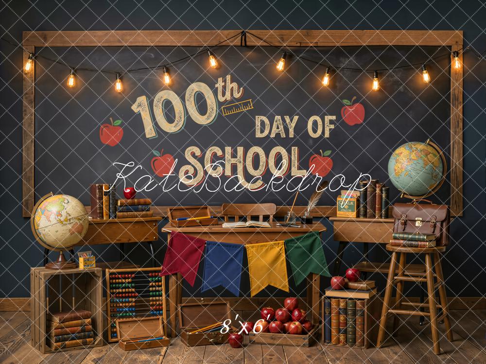Kate Back to School Classroom Apples Books Vintage Backdrop Designed by Emetselch - Image 3